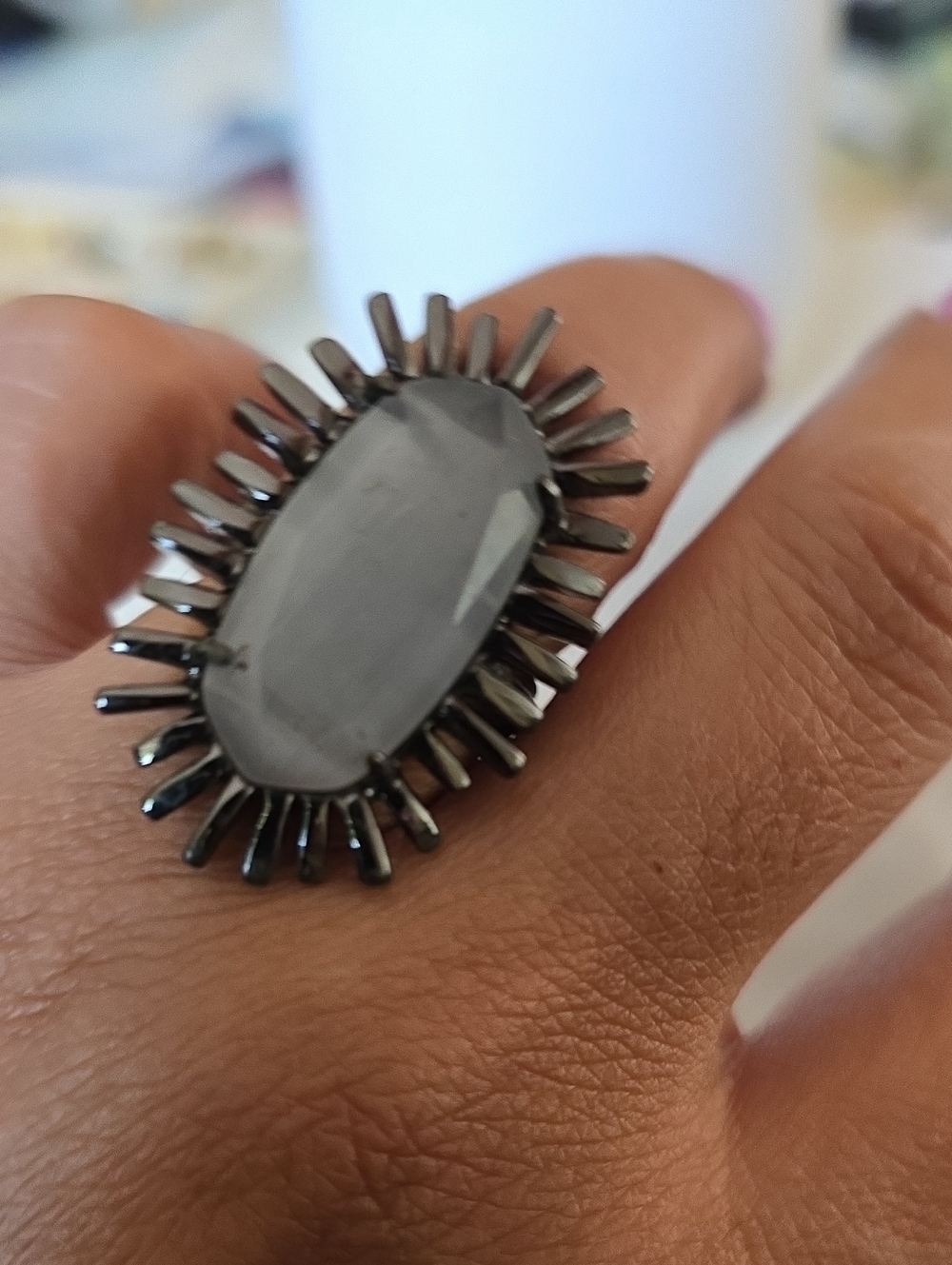 Kendra Scott Hematite Gray Oval Spike Ring
